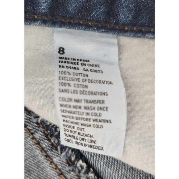 American‎ Eagle Outfitters Distressed Denim Jean Shorts 8 Raw Hem Mid-Rise - Picture 4 of 5